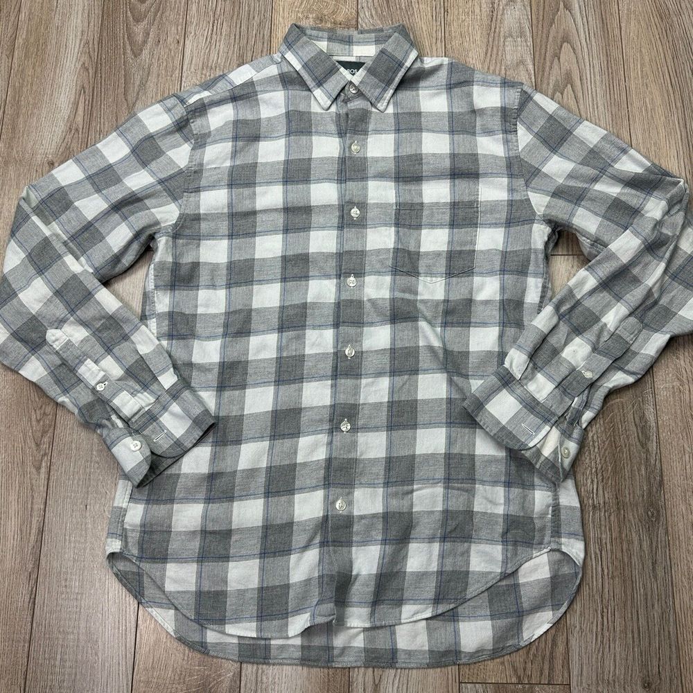 bonobos shirt Medium Slim Fit White Gray Check Long Sleeve